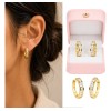 Aretes Arracadas Huggie Baño De Oro 14k Para Mujer Circonita