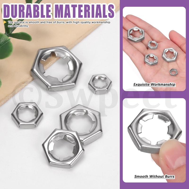 Swpeet 105Pcs 5 Sizes M6 M8 M10 M12 M14 304