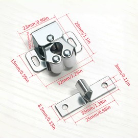 12 Pairs Door Catches Diameter 3.5 mm 32 x 28 x 14 mm, Drawers Child Lock Snap Lock Cabinet Doors Ball Catches Furniture Fittings Tilt Protection Furniture Ball Roller Door Cabinet