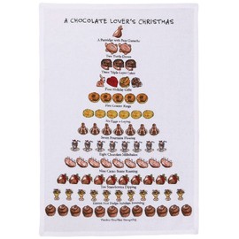 Peking Handicraft Twelve Days of Chocolate Lovers Christmas Flour Sack Kitchen Dish Towel - 18" x 26"