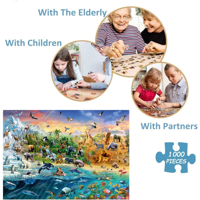 AveJoys Jigsaw Puzzles for Adults 1000 Piece Animal World 27.56