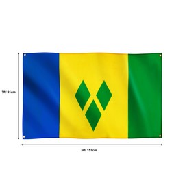 Runesol St Vincent and the Grenadines Flag, 91x152cm, 3ft x 5ft, 4 Grommets, Eyelet In Every Corner, Caribbean Flag, Three Diamond Flag, National Flag, Premium Flags, Inside, Outside, Vivid Colours