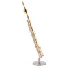 Miniature Flute Replica with Stand and Case Gold Plated Instrument