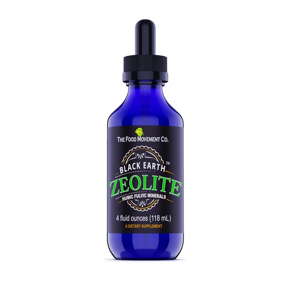 The Food Movement Black Earth Zeolite with Humic Fulvic Acids Trace Minerals for Gut Health Immune Support 4oz Value Size Liquid Drops Supplement 4 Fl Oz Pack of 1