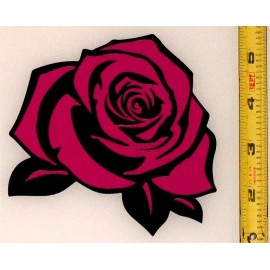 The Cyber Cave Beautiful Rose! High Quality, High Gloss 4.5" x 4.5" Vinyl Decal! - Hot Pink on Black