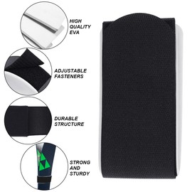 MSPEBEC 4 Pack Ski Velcro Strap Ski Bindings Adjustable Knot Ski Straps Ski Straps with Protective Pads Ski Accessories for Skiing Alpine Ski Winter Sports