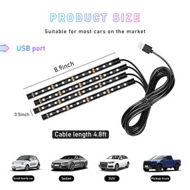 Ohleats Car LED Strip Light, 48 LED RGB Auto Interior Atmosphere Lights, USB Vehicle Under Dash Ambient Night Light Strip, Interior Decorative Lamp Lighting Kit Car Accessories (White)