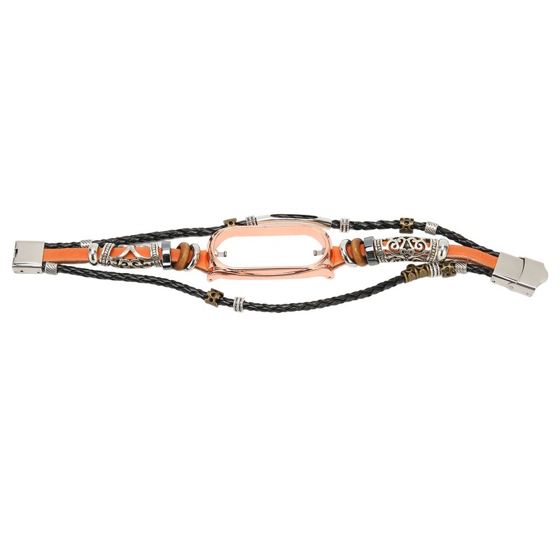 for Xiaomi Mi Band 7 Leather Strap Metal Snap Retro