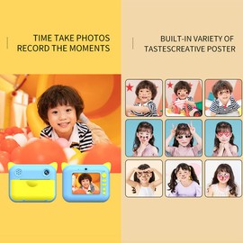 Cámara de Impresión Instantánea para Niños Cámara de Video Digital 1080P Lente de Cámara Dual 12MP Pantalla LCD de 2.4 Pulgadas Batería Incorporada Festival de Cumpleaños Regalo de para Niños Niñas