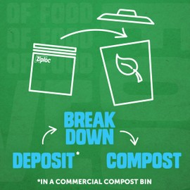 Ziploc Compostable Sandwich and Snack Bags for On The Go Freshness, Designed to be Commercially Compostable, 40 Bags