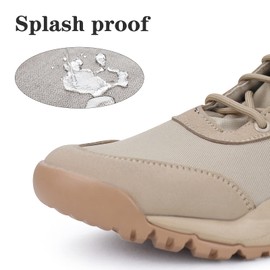 LUDEY Tactical Boots for Men Lightweight Military Combat Boots Waterproof Comfortable for Work & Security Beige 8.5US