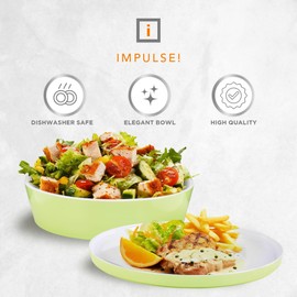 IMPULSE! Rimini Large Lime Green Melamine Bowl – Bright & Stylish with Lid That Doubles as Plate | Great for Salads, Sides, Snacks, Dips & More | Perfect for Outdoor, Home & Commercial Use