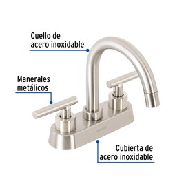 Foset Tubig TBM-62N, Mezcladora para lavabo, tipo bar, manerales palanca, satín
