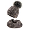 4sold Women's Knitted Hat Lined with Faux Fur Bobble Set