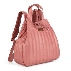 Montana West x Lee Puffer Backpack Purse for Women Quilted Travel Fashion Backpack Daypack Ladies Casual Drawstring Bag Dark Pink LEE49-002DPK