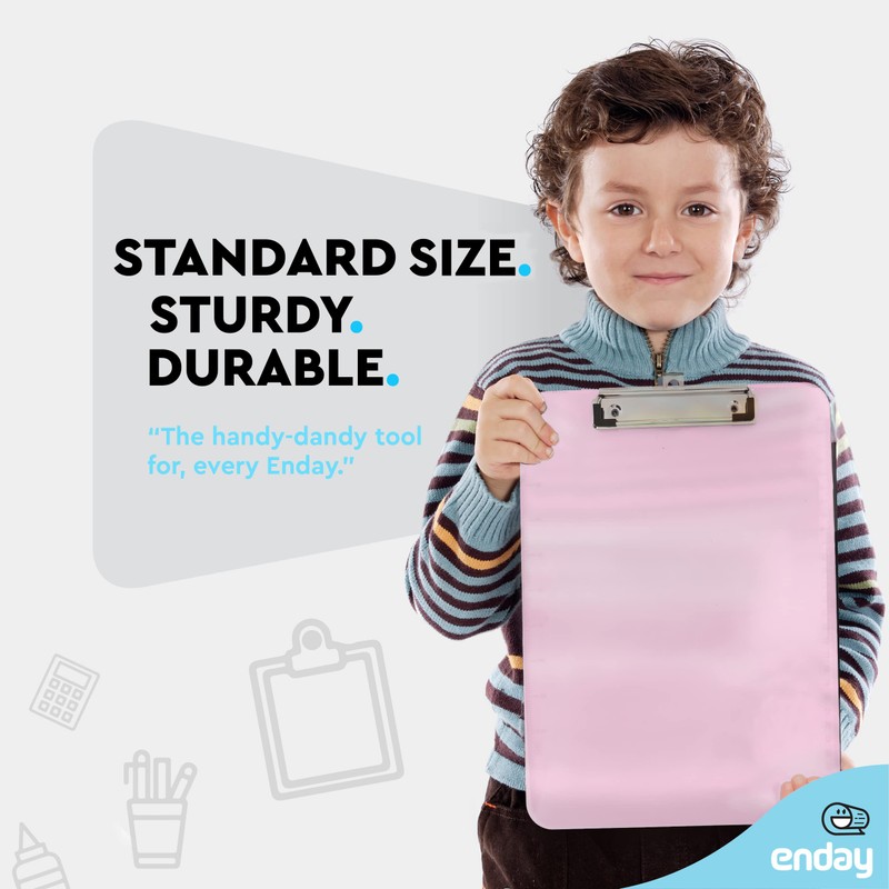 Plastic Clipboard Standard Size Pink, Translucent Low Profile Clip Board,