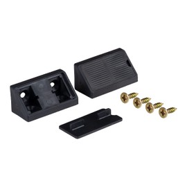 ALUSFERA Angle Connector Double Set 20/40 x Furniture Connectors Cabinet Connector Construction Angle Body Connector with Cover Flap Rear Wall Connector with Screws Black