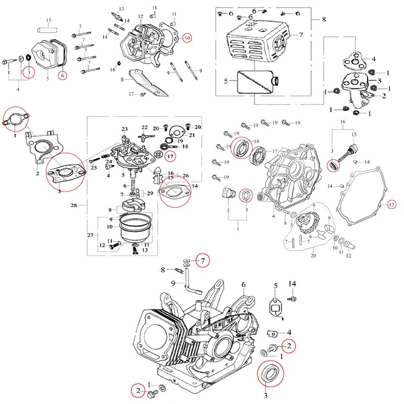 Spare Part LIFAN Gasket Set Seal Kit for 13 hp