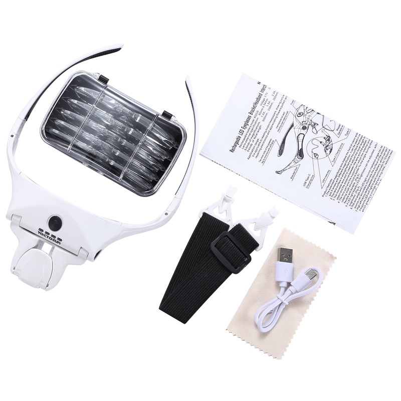 YOCTOSUN Magnifying Glasses with 4 LED Lights, Headband Magnifier with