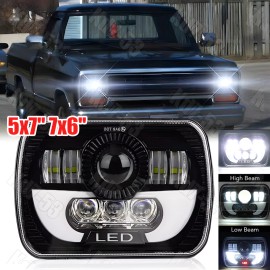 Unbranded 1Pcs 5x7" 7x6" 300W LED Headlights Hi/Lo Beam For Dodge D150 D250 D350 Ram 50 H4
