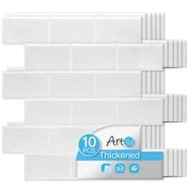 Art3d Peel and Stick Backsplash Tiles – 12"x12" White Washed Thicker Design, Self-Adhesive Wall Tile for Kitchen & Bathroom