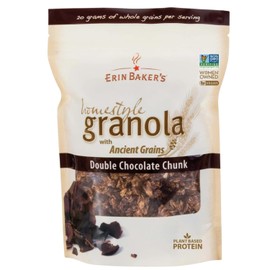 Erin Baker’s Homestyle Double Chocolate Granola with Ancient Grains - Made from Natural Ingredients, Crunchy, Versatile Snack or Cereal - Vegan Friendly, Non-GMO, Resealable 160oz Bag, 1-Pack