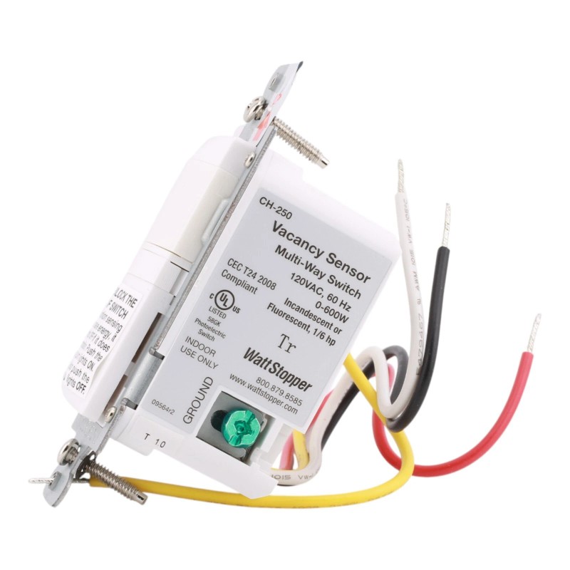 Sensor Switch NEW Wattstopper CH-250-W 600W PIR Vacancy Sensor White