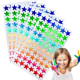 600 Pegatinas Holograficas Metalicas Brillantes de Estrellas Premio Estudiantes Calcomanias Adhesivas Recompensa Niños Suministros para El Hogar La Escuela Autoadhesivas (Multicolor)