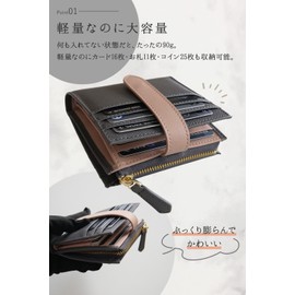 World Closet Women's Bi-fold Wallet, Large Capacity, Ultra Lightweight, Compact, Prevents Skimming, Gray × Pink