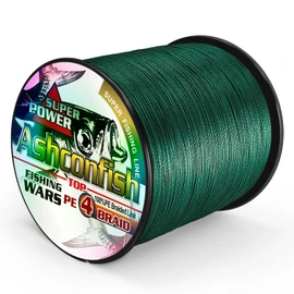 Ashconfish Braided Fishing Line- 4 Strands Super Strong PE Fishing Wire Heavy Tensile for Saltwater & Freshwater Fishing -Abrasion Resistant - Zero Stretch- 100M/109Yds 100LB Moss Green