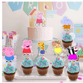 Pepa Pig Cupcake Toppers – Fun & Colorful Party Decoration for Kids' Birthdays | Perfect for Themed Parties & Dessert Table Displays
