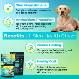 Welsdom Inc. Skin Health Chews for Dogs Omega-3 & Antioxidant Support, 30 Soft Chews