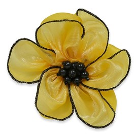 Expo International Lala Organza Flower Brooch and Hairclip Hair Accessory, Yellow