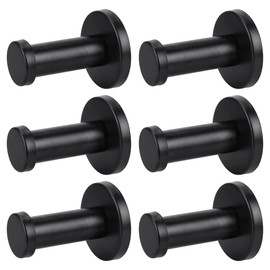 Anni 6 Piece Stainless Steel Wall Hanging Hooks Screw Type Rust Proof Easy Installation Coat Hanger Hat Hook (Black)