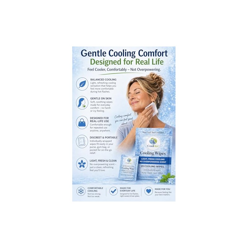 Gentle Cooling Wipes for Hot Flashes and Warm Weather