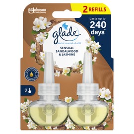 Glade Plug in Air Freshener Refill, Electric Scented Oil Room Air Freshener, Sandalwood & Jasmine, Pack of Duos (2 x 20ml)