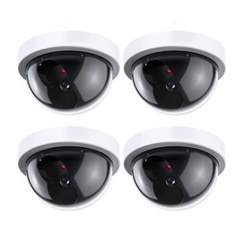 4 Pack Fake Security Camera Simulation Monitor with LED Blinking Light Dome Dummy Cameras Outdoor Indoor Use for Home Office etc (White)