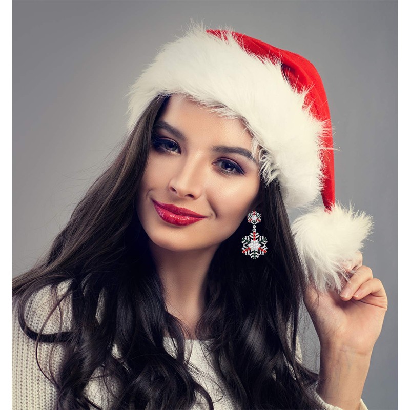 2 Pairs Christmas Dangle Earrings Rhinestone Pearl Snowflake Drop Earrings