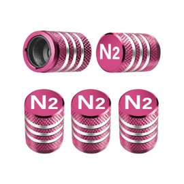 Tire Valve Stem Caps Cover - (5 Pack) Tire Air Cap N2 Nitrogen Metal with Plastic Liner Corrosion Resistant Leak-Proof for Car Truck Motorcycle Bike Pink