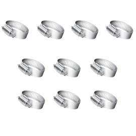 Hose Clamp, 10 Pieces Stainless Steel Adjustable 16-25mm Range Worm Gear Hose Clamp, Fuel Line Clamp for Plumbing, Automotive and Mechanical Applications