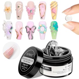 SUPWEE Solid Builder Gel Nail Extension, 14 g Multifunctional Clear 3D Gel Nail Art Non-Stick Hand Sculptures Builder Gel for Carving Patterns Embossing for Nails Manicure (0.49 fl oz)