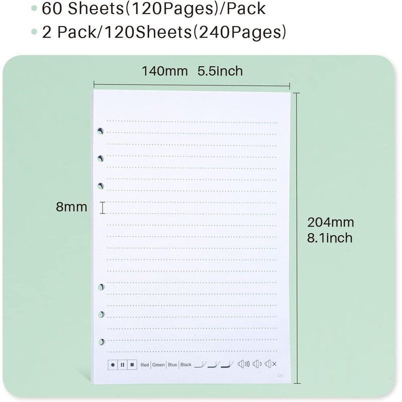 Ophayapen [2 Pack A0+A1] A5 Dot Refill Paper Compatible with