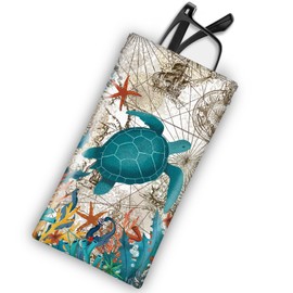 Mcapirivo Soft Sunglass Eyeglass Glasses Case,7x3.5inches, Portable Pu Leather Squeeze Top Sunglasses Holder Bag Pouch for Women Men Sea Turtle