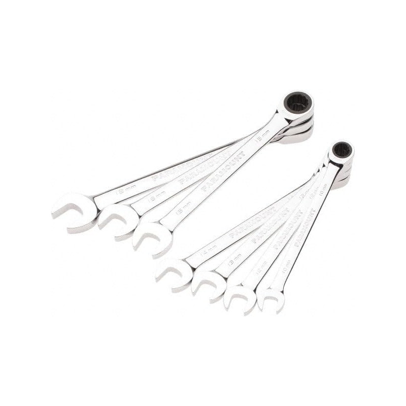 Paramount 7 Piece Metric Ratcheting Combination Wrench Set: 10mm to