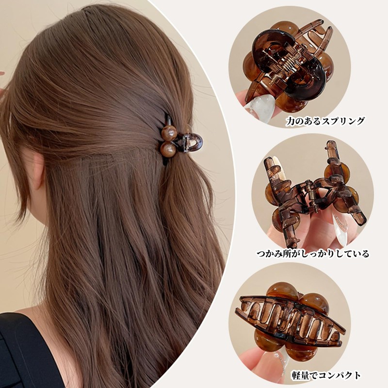 Coollooda 3個セット ヘアクリップ ヘアピン アクセント ヘアクリ髪飾り バレッタ 小さめパール付き髪留め レディースヘアアクセサリー 3色選べる