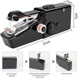 VxoDhuuo Handheld Sewing Machine, Mini Sewing Machine Handheld, Cordless Portable Electric Sewing Machines with Sewing Accessories for Beginners, Suitable for Clothing, Curtains, DIY Home Travel,Black