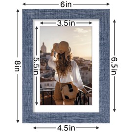 Vittanly 5x7 Picture Frames Set of 9, Shatter Resistant Plexiglass, Display 4x6 Pictures with Mat or 5x7 without Mat, Photo Frames for Wall or Tabletop, Engineered Wood, Navy
