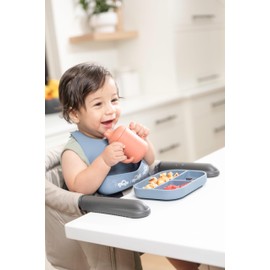 Bella Tunno Little Bites Bib – Silicone Baby Bibs for Infant Girls and Boys Ages 3-12 Months, Non-Toxic, BPA Free Soft Silicone Bib, Waterproof and Easy to Clean (Traffic Jam)