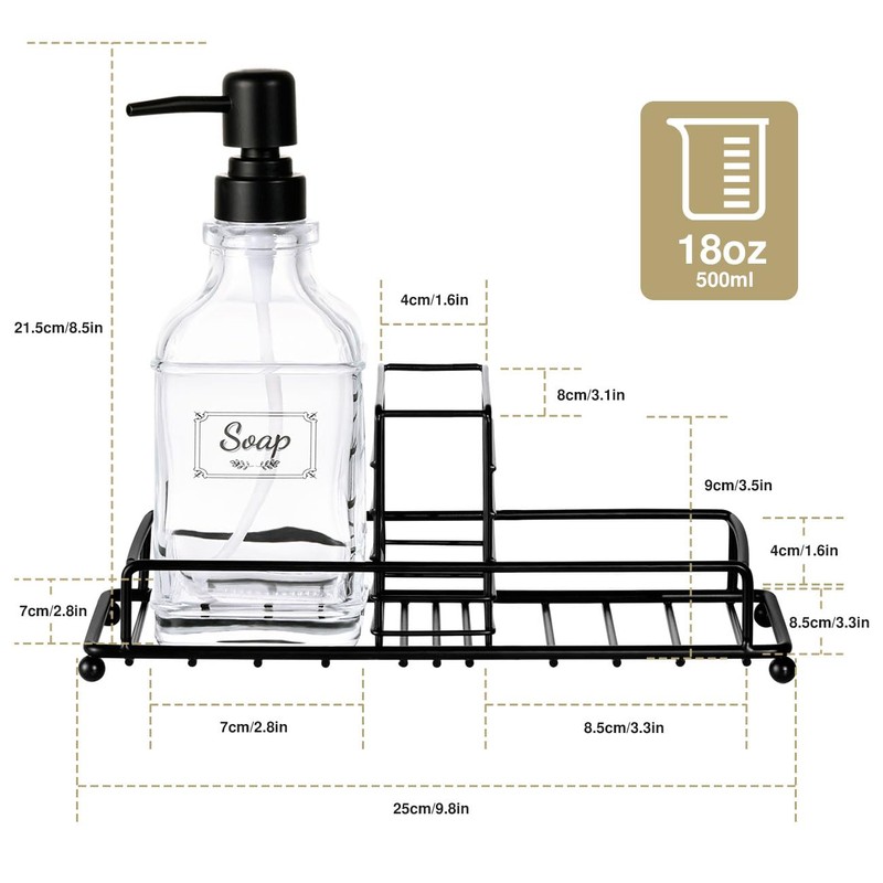 Shinowa Kitchen Soap Dispenser Set, Hand and Dish Soap Dispenser