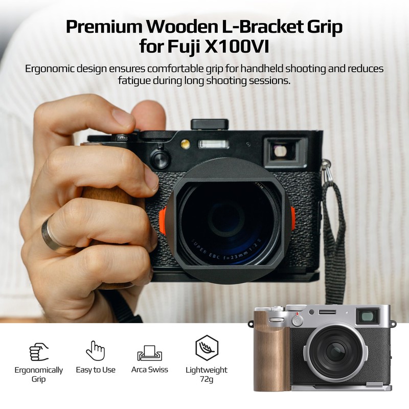 Freewell Premium Wooden L Bracket Handheld Grip with Quick Release